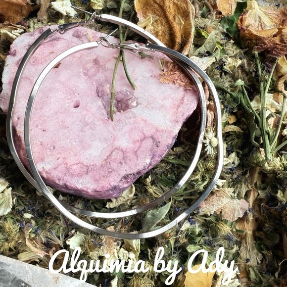 Silver steel extra large Big hoops - Picture 1 of 1